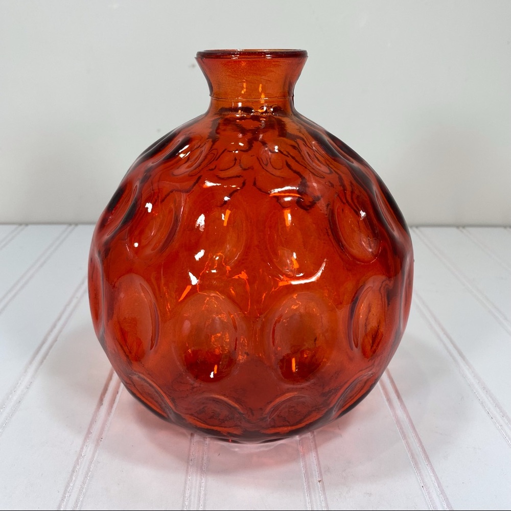 Orange glass dimpled vase